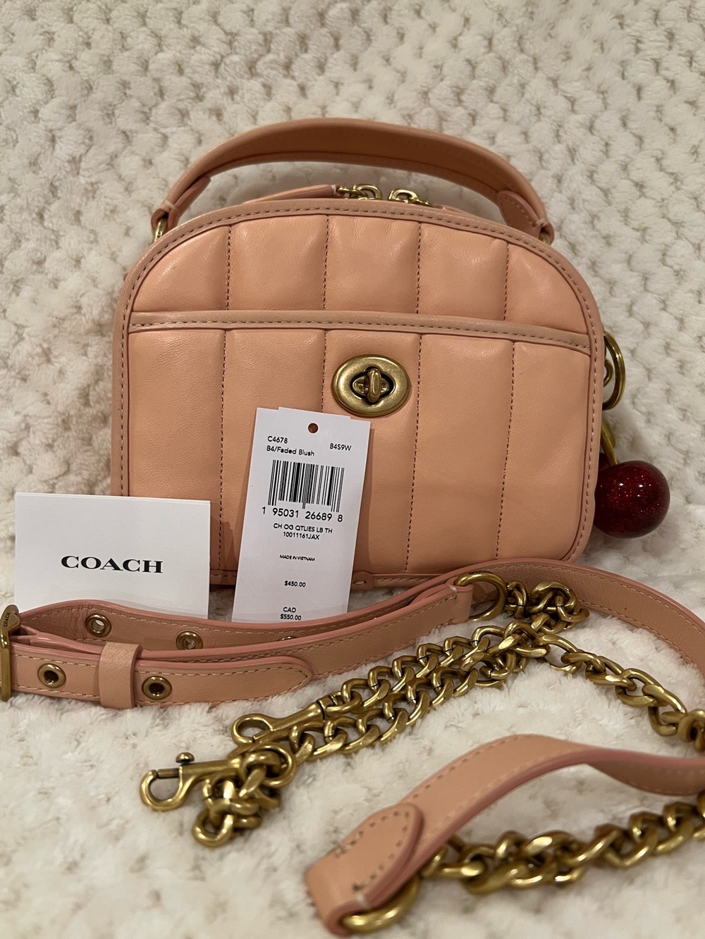 Coach Quilted  leather Vintage Lunchbox Reedition  Top handle crossbody in Blush - Picture 3 of 10